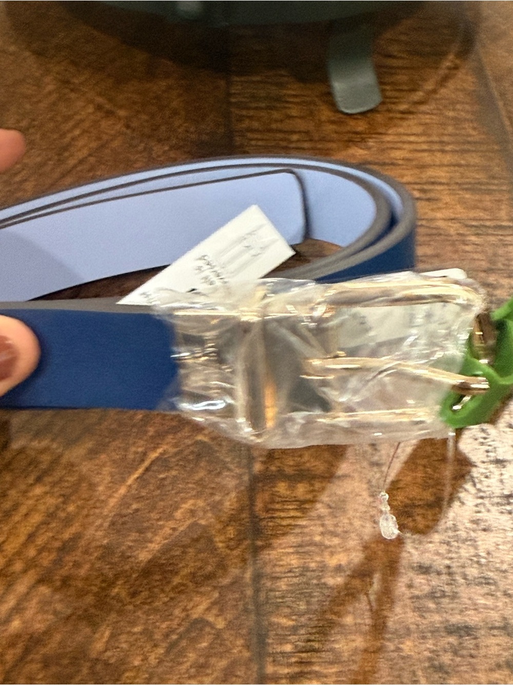 Kate Spade Blue Leather-Look Smart Belt with Metal Buckle - Picture 3 of 7